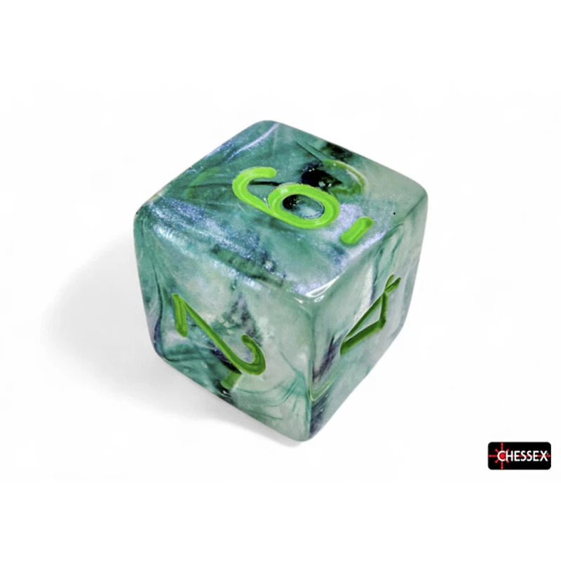 7 dés polyédriques Borealis Luminary kelp avec chiffres verts pâles