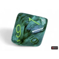 7 dés polyédriques Borealis Luminary kelp avec chiffres verts pâles