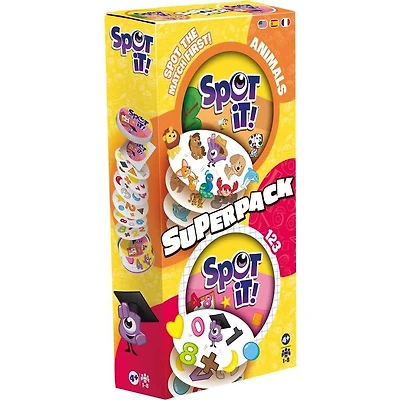 Spot it - Super Pack - Animals et 1,2,3 (Multilingue)