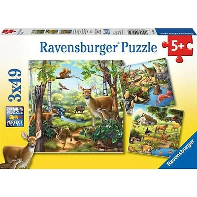 Animaux de la forêt, du zoo et domestiques - 3x49 pièces