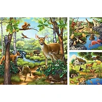 Animaux de la forêt, du zoo et domestiques - 3x49 pièces