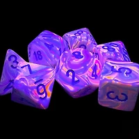 7 dés polyédriques Festive - Pop Art avec chiffres bleus - Méga-Hedral