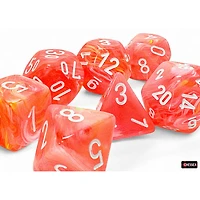 7 dés polyédriques Festive - Dahlia Luminary avec chiffres blancs - Mé