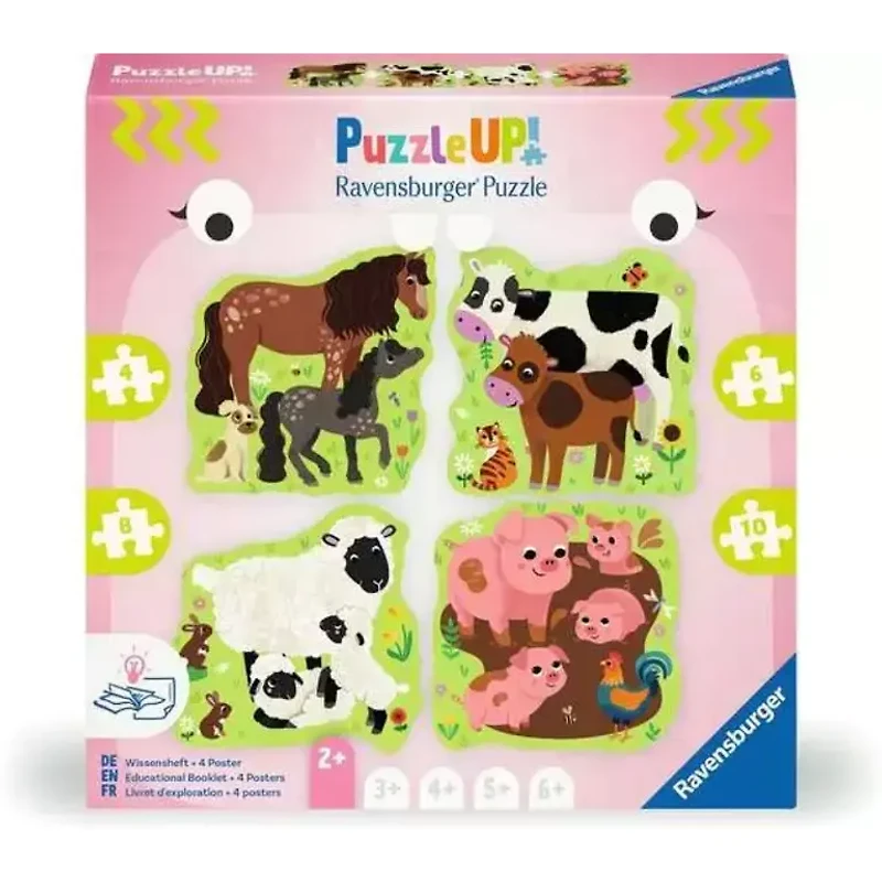 Ravensburger Puzzle Up! - Animaux de la ferme - 4, 6, 8 et 10 pièces