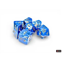 7 dés polyédriques Brush - Wavebreak avec chiffres or