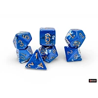 7 dés polyédriques Brush - Wavebreak avec chiffres or