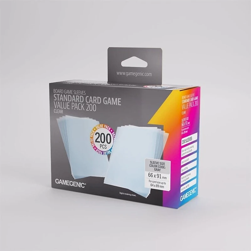 (Gamegenic) Prime Value Pack Standard Sleeves - 200 Unités - 66mm x 91mm