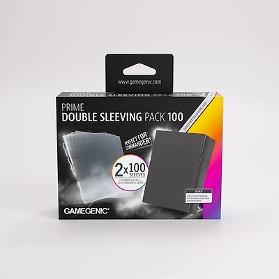 (Gamegenic) Prime Value Double Sleeving Pack Standard : Clear/Black - 2x100 Unités - 66mm x 91mm