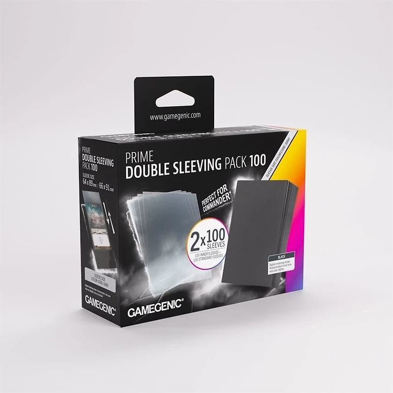 (Gamegenic) Prime Value Double Sleeving Pack Standard : Clear/Black - 2x100 Unités - 66mm x 91mm