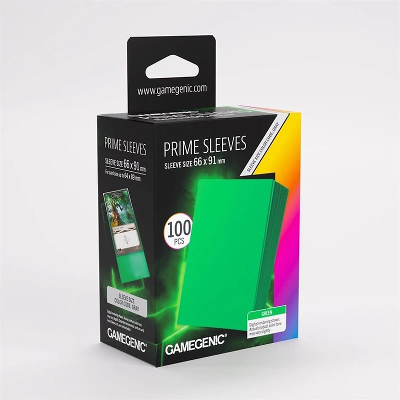 (Gamegenic) Prime Sleeves - Green - 100 Unités - 66mm x 91mm