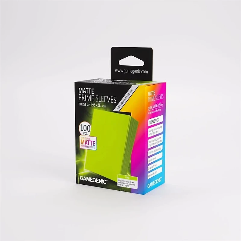 (Gamegenic) Matte Prime Sleeves - Lime - 100 Unités - 66mm x 91mm