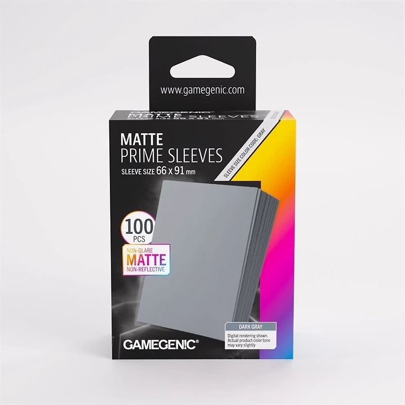 (Gamegenic) Matte Prime Sleeves - Dark Grey - 100 Unités - 66mm x 91mm