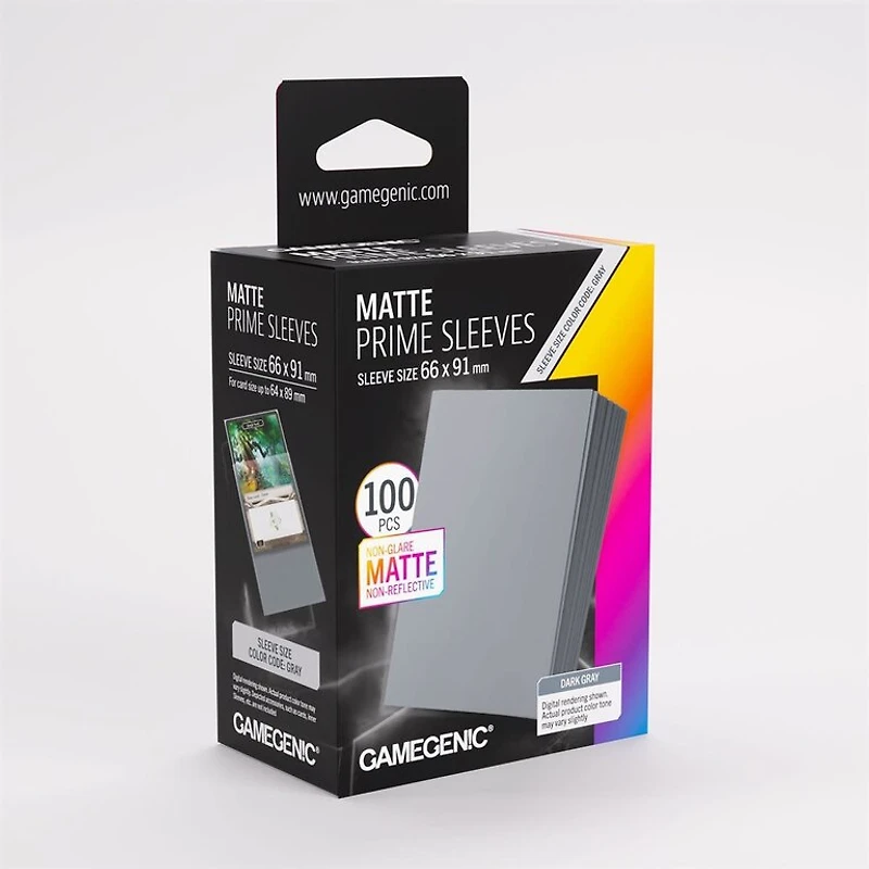 (Gamegenic) Matte Prime Sleeves - Dark Grey - 100 Unités - 66mm x 91mm
