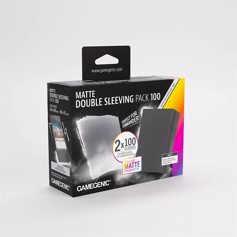 (Gamegenic) Matte Value Double Sleeving Pack Standard - Clear/Black - 2x100 Unités - 66mm x 91mm