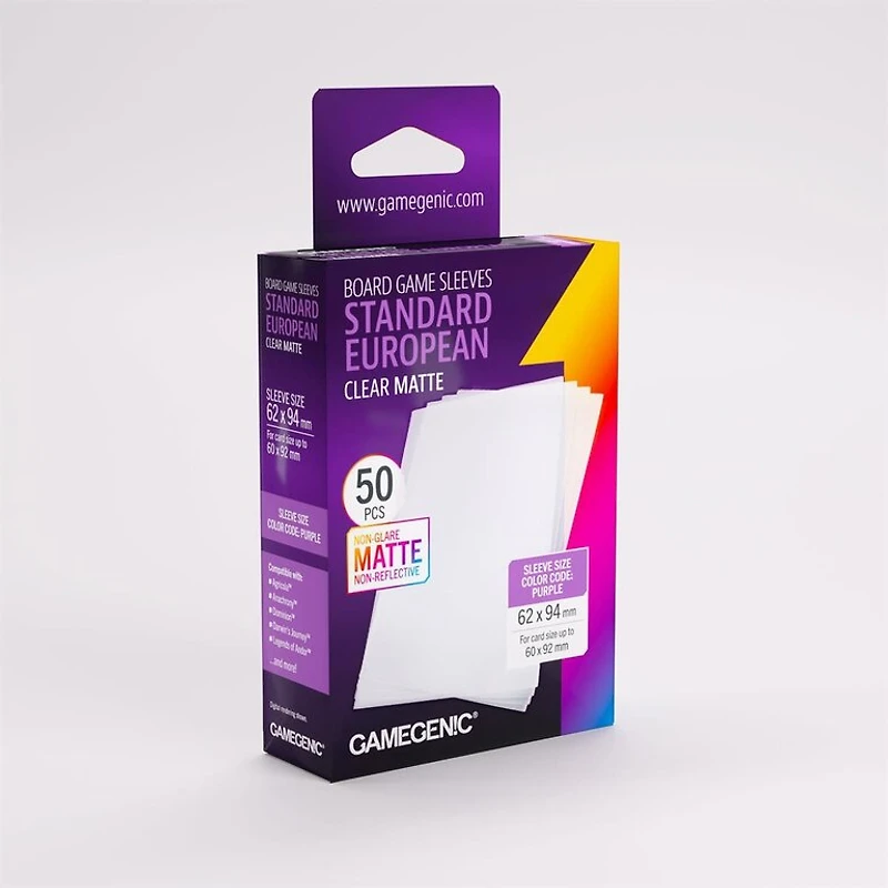 (Gamegenic) Matte Standard European-Sized Sleeves - 50 Unités - 62mm x 94mm