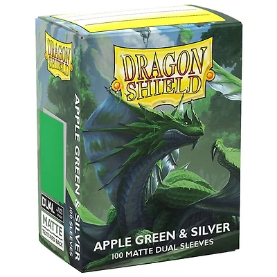 (Dragon Shield) Matte Dual Sleeves - Apple Green/Silver - 100 Unités - 63mm x 88mm