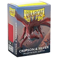 (Dragon Shield) Matte Dual Sleeves - Crimson/Silver - 100 Unités - 63mm x 88mm
