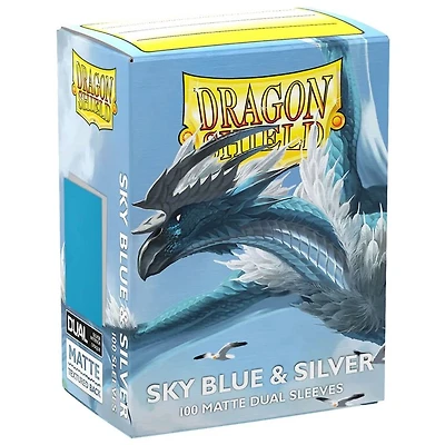 (Dragon Shield) Matte Dual Sleeves - Sky Blue/Silver - 100 Unités - 63mm x 88mm