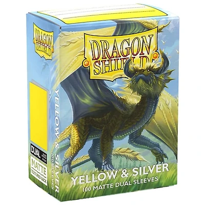 (Dragon Shield) Matte Dual Sleeves - Yellow/Silver - 100 Unités - 63mm x 88mm