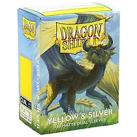 (Dragon Shield) Matte Dual Sleeves - Yellow/Silver - 100 Unités - 63mm x 88mm