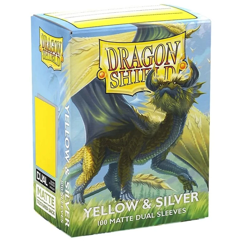 (Dragon Shield) Matte Dual Sleeves - Yellow/Silver - 100 Unités - 63mm x 88mm