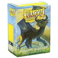 (Dragon Shield) Matte Dual Sleeves - Yellow/Silver - 100 Unités - 63mm x 88mm