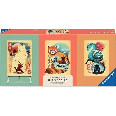 Cat Warrior, Red Panda & Dragon - 3x100 pièces