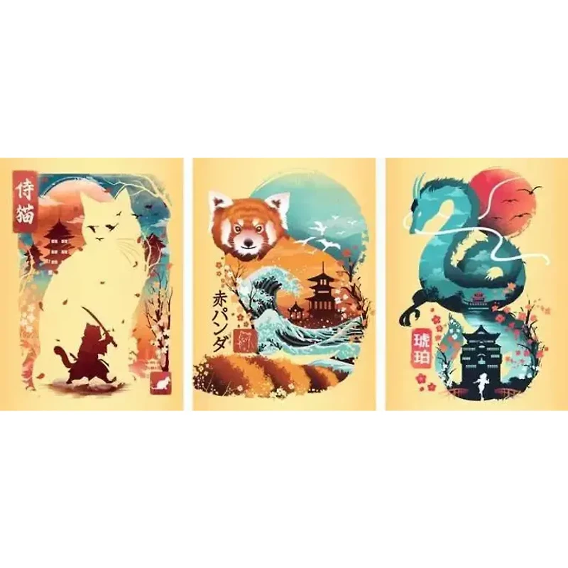 Cat Warrior, Red Panda & Dragon - 3x100 pièces