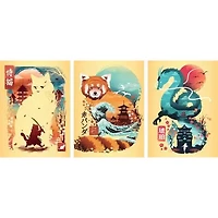 Cat Warrior, Red Panda & Dragon - 3x100 pièces