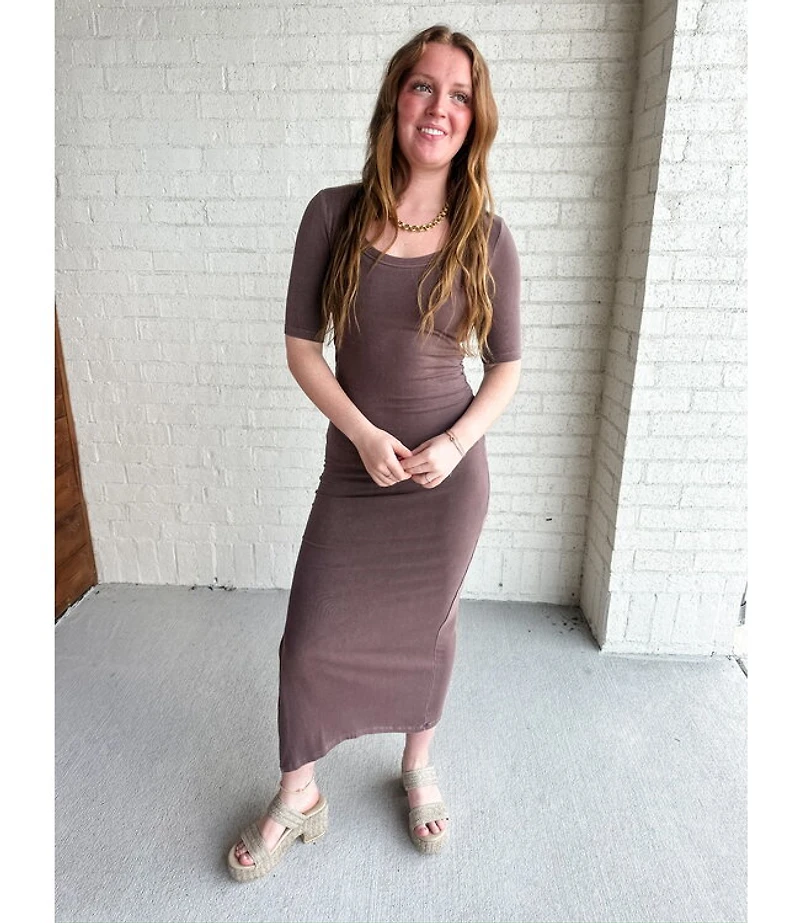 RIBBED MIDI DRESS