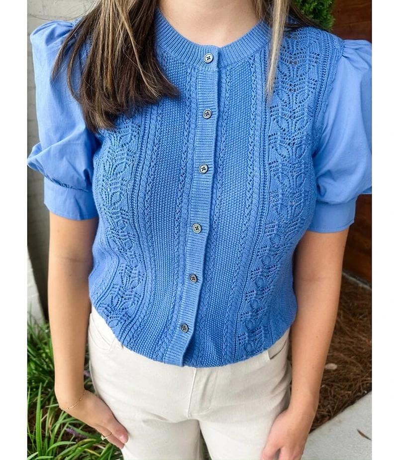 WOVEN PUFF SWEATER