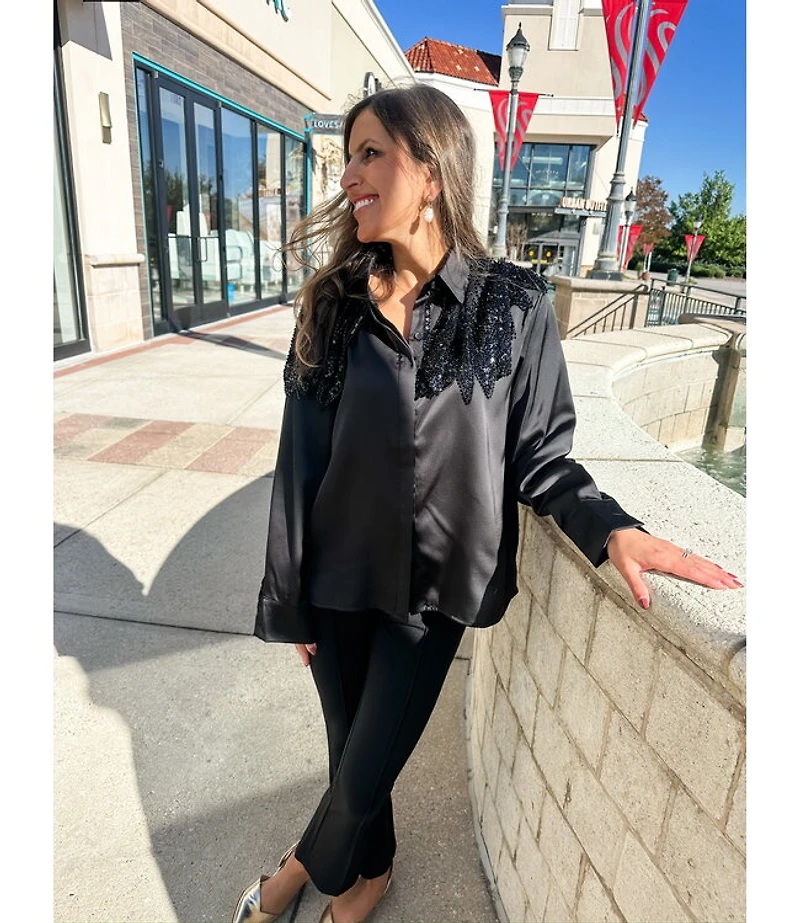 FEATHER EMBELLISH BLOUSE