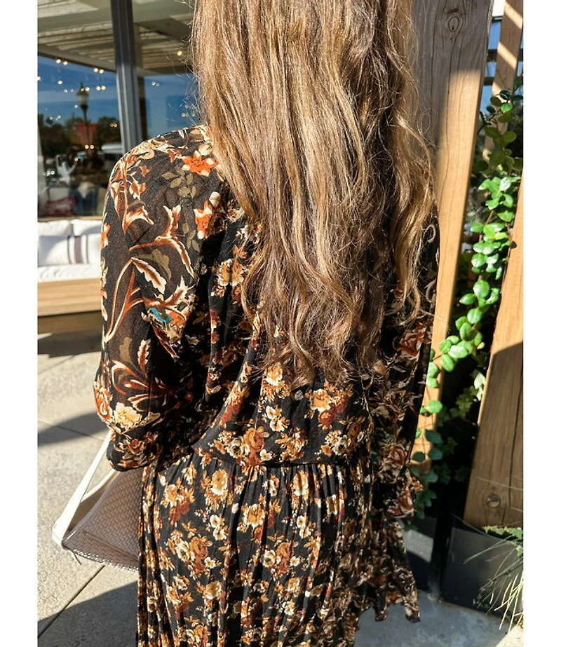 BUTTON RUFFLE MAXI DRESS