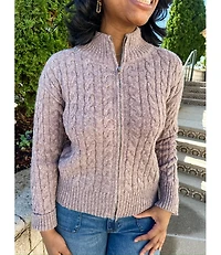 CABLE ZIP SWEATER