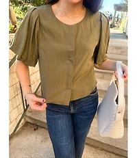 PUFF BUTTON BLOUSE