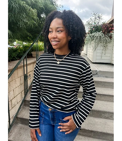 STRIPE SCRUNCH SWEATSHIRT