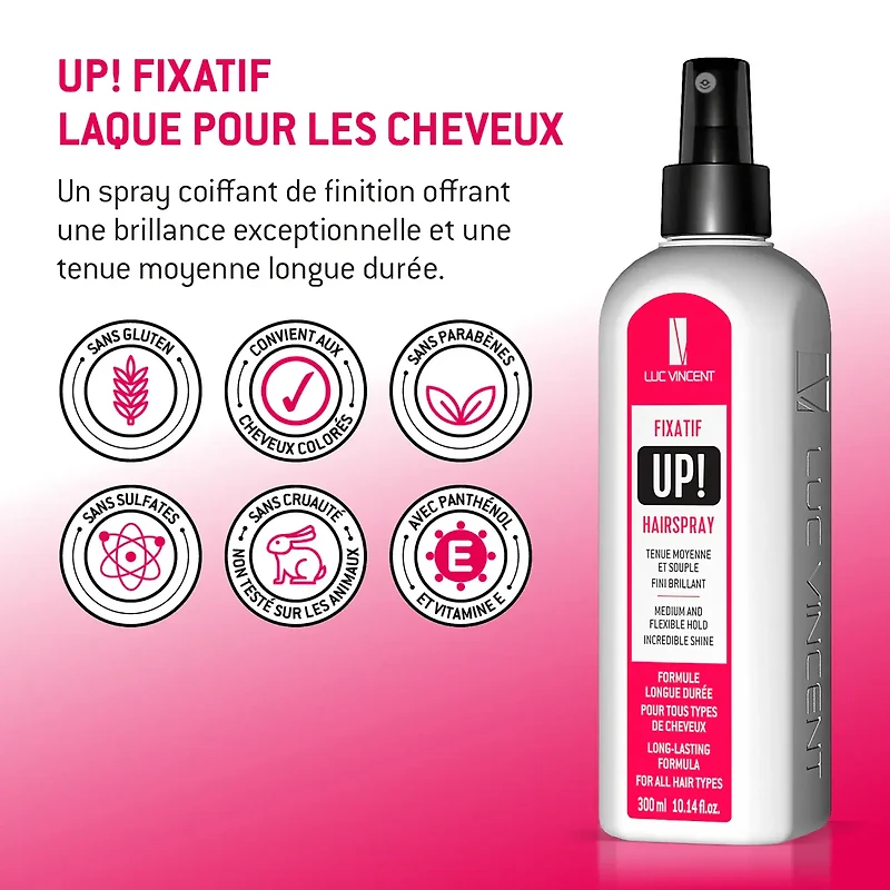 LUC VINCENT - UP! Hairspray Medium And Flexible Hold / Fixatif Tenue Moyenne et Souple (300ml/10.14oz)
