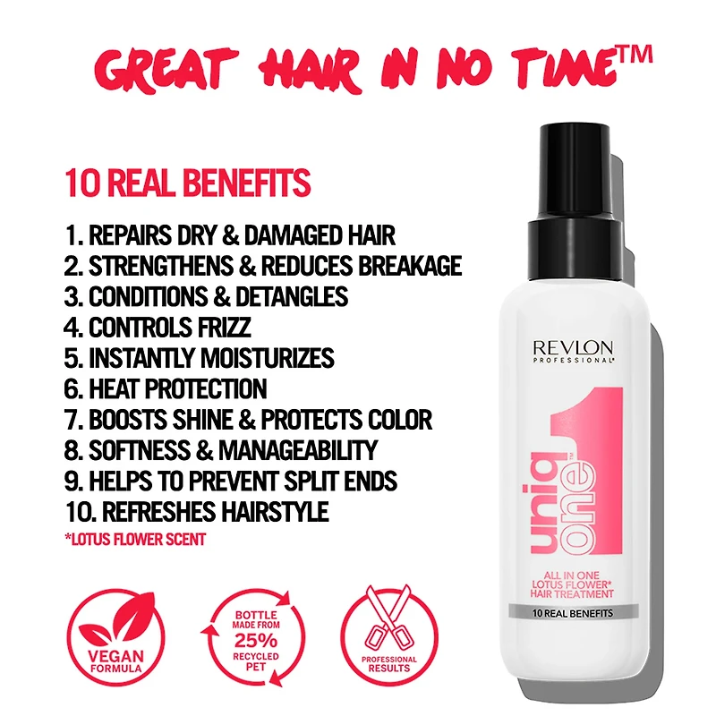 REVLON - UNIQ ONE | ALL IN ONE | LOTUS FLOWER Hair Treatment / Traitement Capillaire 10 Bienfaits 150ml (5.1 oz)