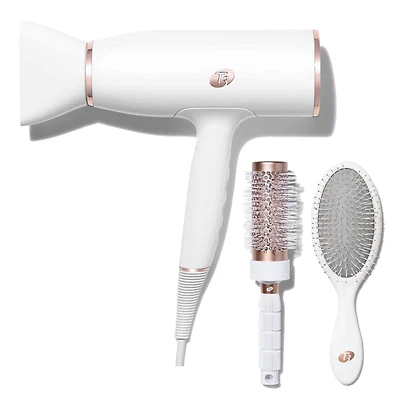 Aireluxe | Ensemble Professionnel de Sèche-Cheveux et Brosses - Blanc & Or Rose