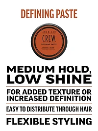AMERICAN CREW - COIFFANT | DEFINING PASTE Medium Hold and Low Shine / Fixation Souple et Effet Mat (85g / 3 oz)