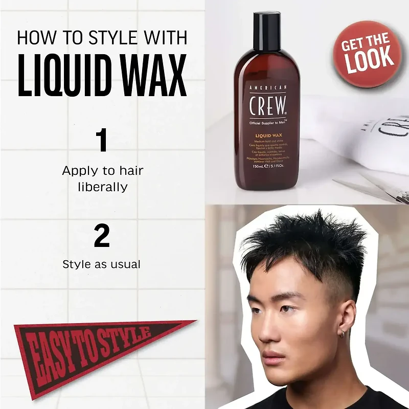 AMERICAN CREW - COIFFANT | LIQUID WAX Hair Control, Medium Hold and Shine / Cire Liquide, Contrôle, Tenue et Brillance Moyenne (150ml / 5.1 oz)