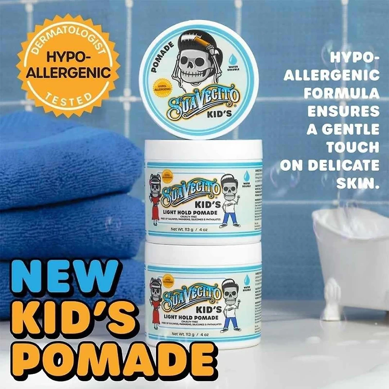 Kid's Light Hold Pomade (113 g / 4 oz) – Gentle Pomade for Kids with Natural, Light Hold