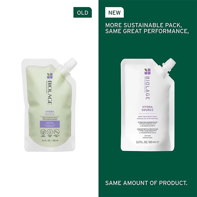 Biolage | Ultra HydraSource | Deep Treatment Pack for Dry Hair – Single-Dose Hydration Mask with Aloe Vera