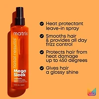 Total Results | Mega Sleek | Iron Smoother (250 ml / 8.5 oz) – Heat Protection Spray for Smoothing & Frizz Control
