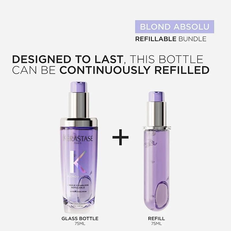 Blond Absolu | Routine Rechargeable Cicagloss – Duo d’huiles réparatrices et protectrices pour cheveux blonds
