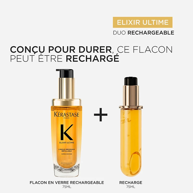 Elixir Ultime | Haircare Routine | Refillable Oil Care Duo – Daily nourishment, shine & frizz control