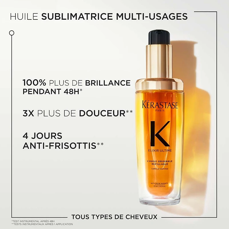 Elixir Ultime | Haircare Routine | Refillable Oil Care Duo – Daily nourishment, shine & frizz control