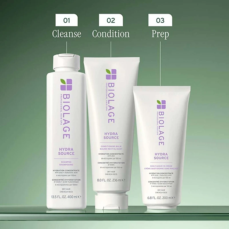 Biolage | Hydra Source | Crème Quotidienne Sans Rinçage (200 ml / 6.8 oz) – Hydratation quotidienne, démêlage facile et anti-frisottis