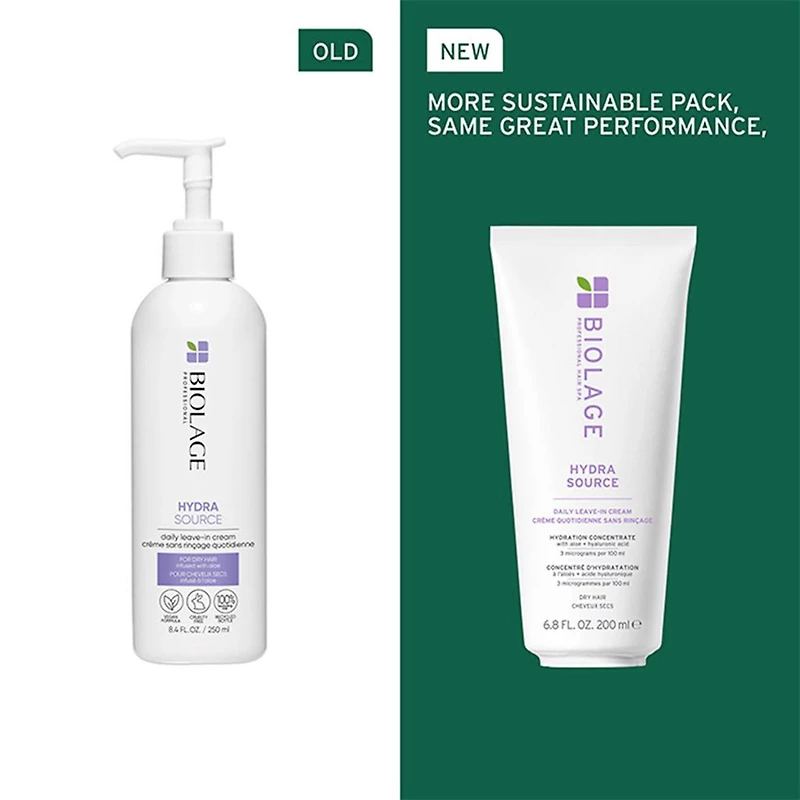 Biolage | Hydra Source | Crème Quotidienne Sans Rinçage (200 ml / 6.8 oz) – Hydratation quotidienne, démêlage facile et anti-frisottis