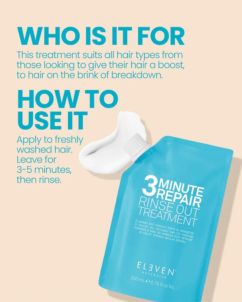 ELEVEN Australia - 3 MINUTE REPAIR | Rinse Out Treatment / Soin à Rincer